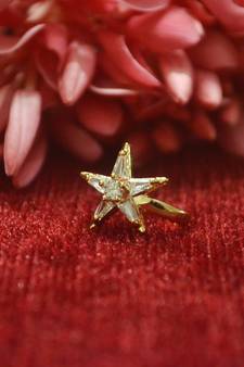 Sizzling gold floral diamond cubic zirconia clipon nose-ring or nosepin