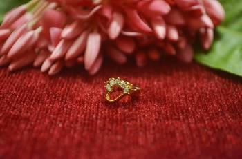 Gold Floral Designer Gold Plated diamond nosering or nosepin 1