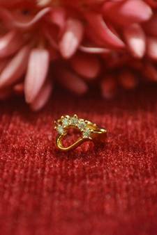 Gold Floral Designer Gold Plated diamond nosering or nosepin