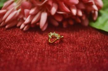 Gold Floral Designer Gold Plated diamond nosering or nosepin 2