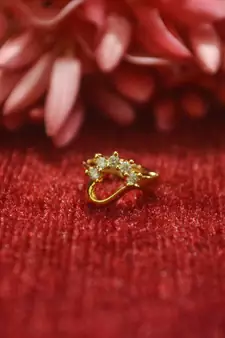Gold Floral Designer Gold Plated diamond nosering or nosepin