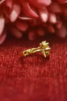 Gold Floral Designer Gold Plated diamond nosering or nosepin