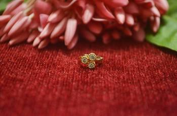 Gold Floral Designer Gold Plated diamond nosering or nosepin 1