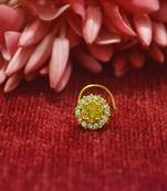 Yellow Floral Designer Gold Plated diamond nosering or nosepin