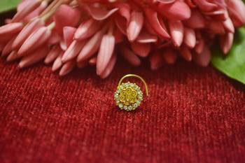 Yellow Floral Designer Gold Plated diamond nosering or nosepin 2