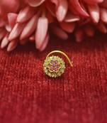Pink Floral Designer Gold Plated diamond nosering or nosepinno