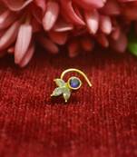 Purple  Floral Designer Gold Plated diamond nosering or nosepin