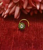 Green Floral Designer Gold Plated diamond nosering or nosepin