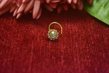 Gold Floral Designer Gold Plated diamond nosering or nosepin 1