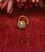 Gold Floral Designer Gold Plated diamond nosering or nosepin