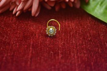 Gold Floral Designer Gold Plated diamond nosering or nosepin 2