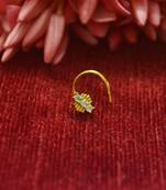 Sizzling gold floral diamond cubic zirconia nose-ring or nosepin
