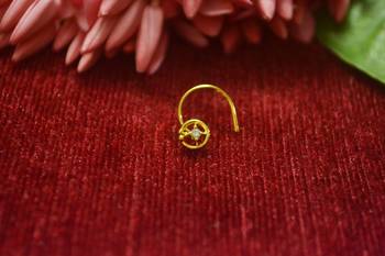 Gold Floral Designer Gold Plated diamond nosering or nosepin 1