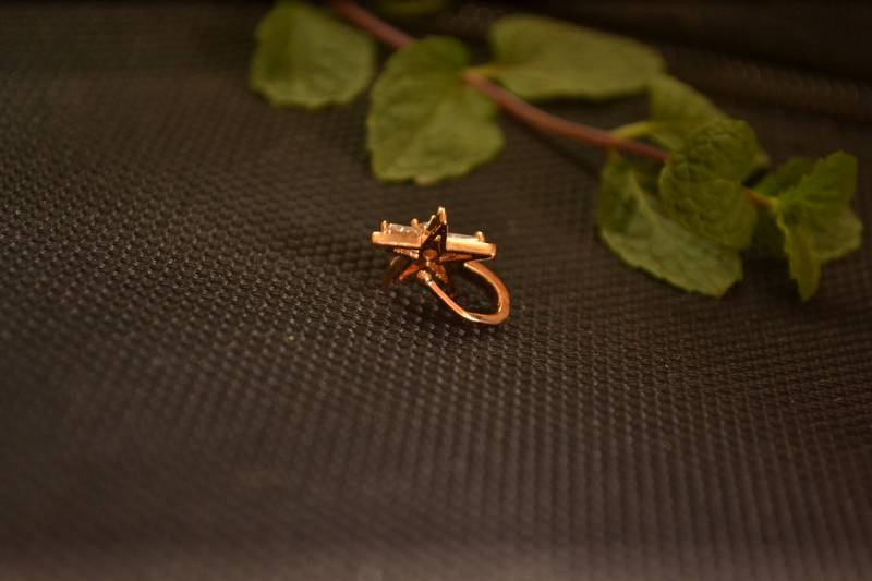 Gold Floral Designer Gold Plated diamond CLIPON nosering or nosepin