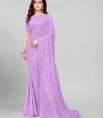 Mauve Purple Coloured Sequined Embroidered Georgette Saree with Blouse Piece