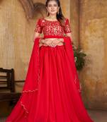 Trendy Georgette Red Embroidery Sequence Lehenga Choli