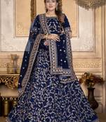 Bollywood  Taffeta Silk Navy Blue Embroidery Sequence Lehenga Choli