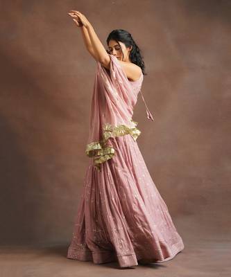 Blush Pink Jhal Work Lehenga  5