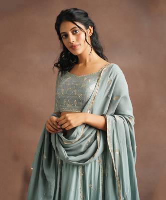 Aqua Blue Jhal Work Lehenga  5