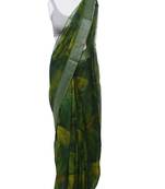 Navy blue printed faux linen saree with blouse