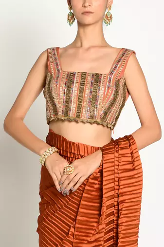 Tangerine Aayat Saree