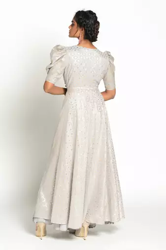 Grey elizabeth anarkali Set