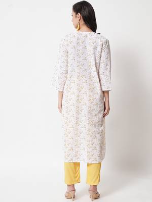 Yellow embroidered cotton chikankari-kurtis 5