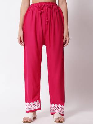 Magenta embroidered rayon chikankari-kurtis 5
