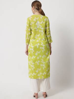 Green embroidered cotton chikankari-kurtis 5