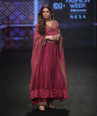 Wine Anarkali With Sharara And Dupatta 6