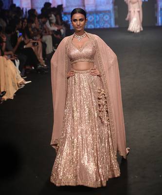 Dusty Pink Mukaish Lehenga Set  4