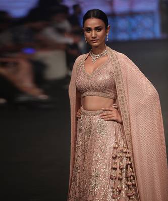 Dusty Pink Mukaish Lehenga Set  5