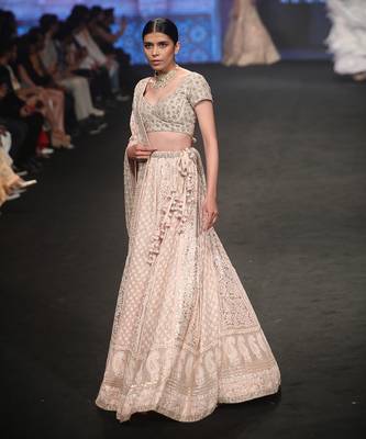 Light Pink Chikan Mukaish Lehenga Set 3
