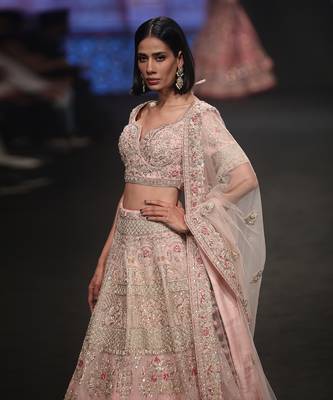 Light Pink Organza Lehenga Set 4
