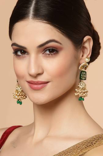 Green pearl earrings