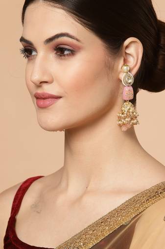 Pink pearl earrings