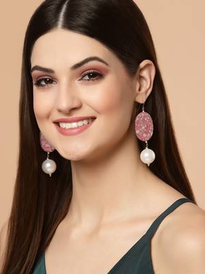 Pink pearl earrings 1