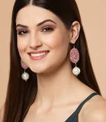 Pink pearl earrings