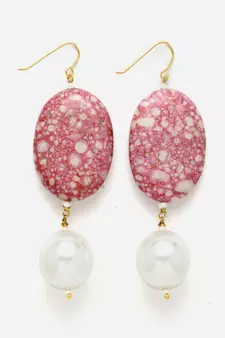 Pink pearl earrings