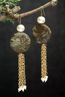 Green pearl earrings
