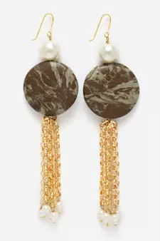 Green pearl earrings