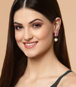 Pink pearl earrings