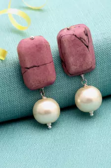 Pink pearl earrings