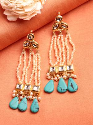 Blue pearl earrings 2