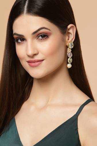 Green pearl earrings
