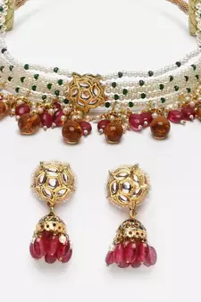 Red pearl necklace-sets