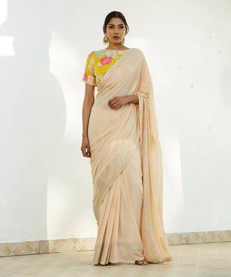 Light Peach Saree Set 6