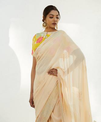 Light Peach Saree Set 8