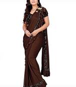 Brawn party wear Lace Border Women Saree