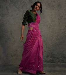 Pink Chanderi Saree With Fullsleeve Blouse
